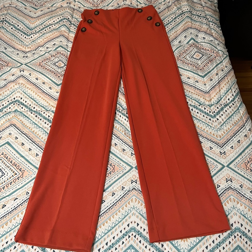 Straight leg burnt orange pants